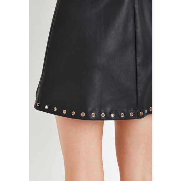 Forever 21 Faux Leather Skater Dress Grommet - Picture 3 of 8